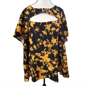 Lane Bryant Black and Orange Floral Blouse Autumn Size 28 / 4x